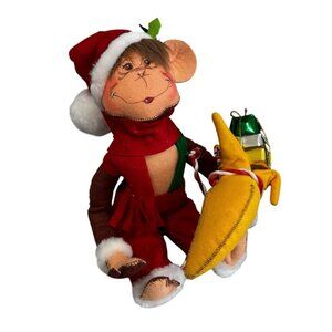 2008 Hand Painted Posable Annalee 12" Santa  Monkey Gift Christmas Decor Figure